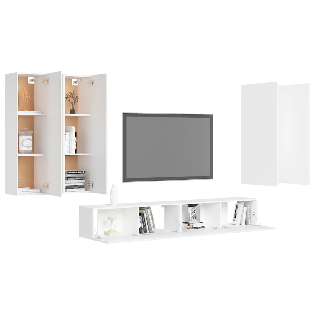 

vidaXL 6-delige Tv-meubelset spaanplaat wit