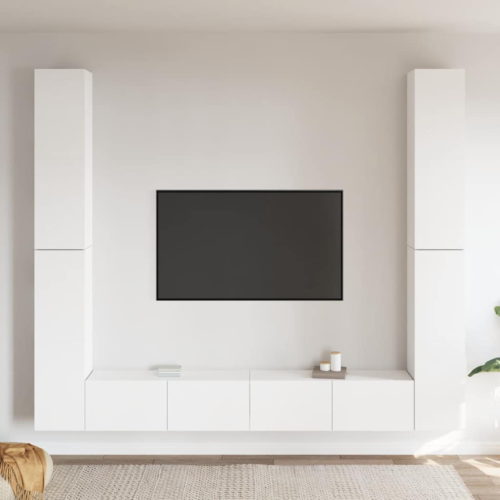 Ensemble de meuble TV 6 pcs Blanc Aggloméré
