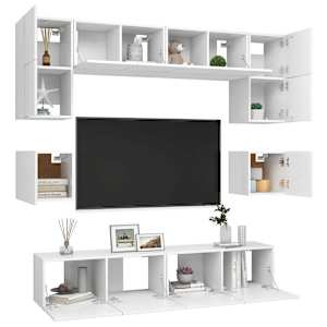 8dílný set TV skříněk bílý kompozitní dřevo - obrázek 3