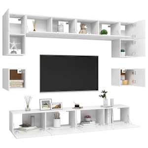 8dílný set TV skříněk bílý kompozitní dřevo - obrázek 3