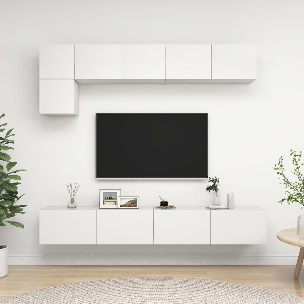 4-delige Tv-meubelset spaanplaat wit