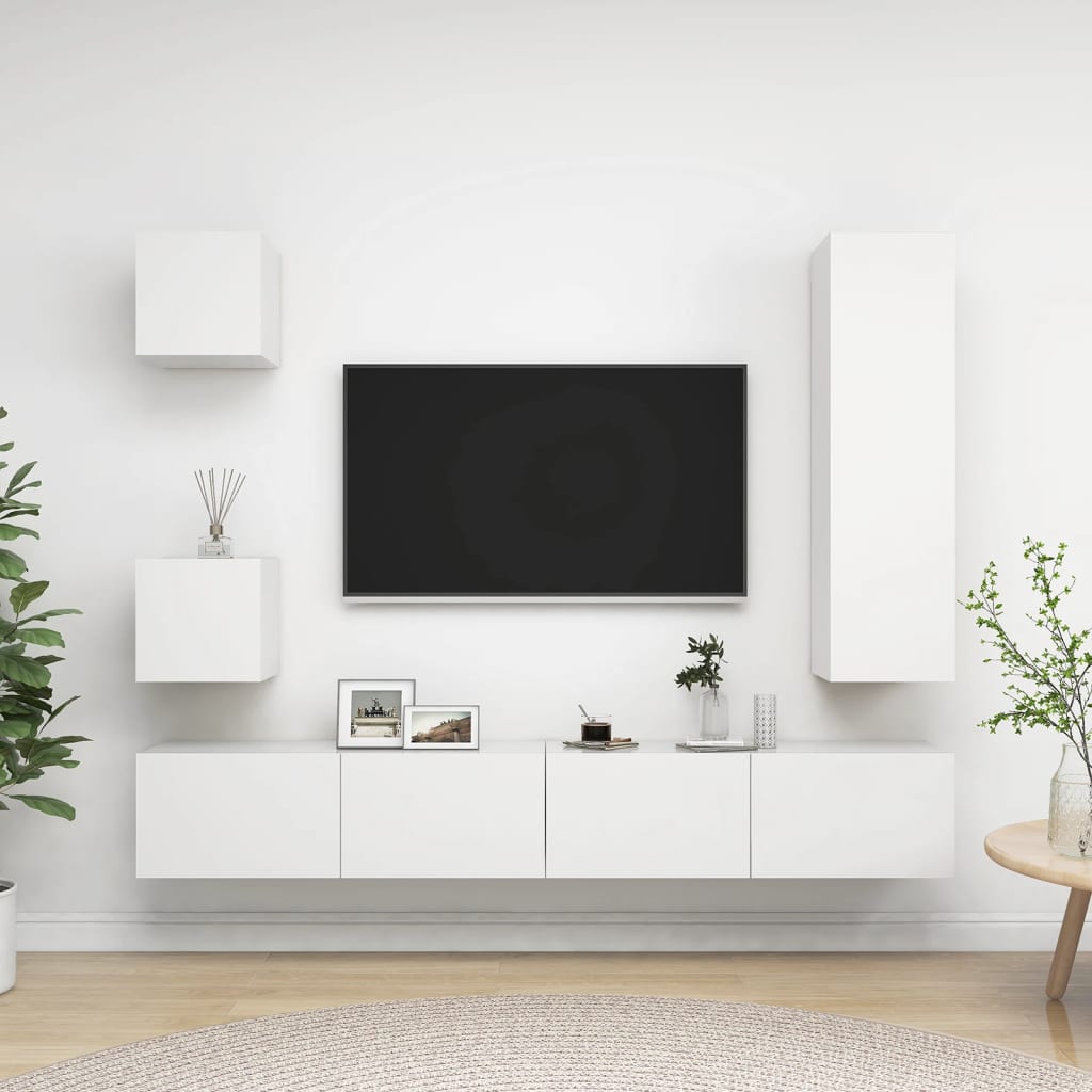 5-tlg. TV-Schrank-Set Weiß Holzwerkstoff kaufen