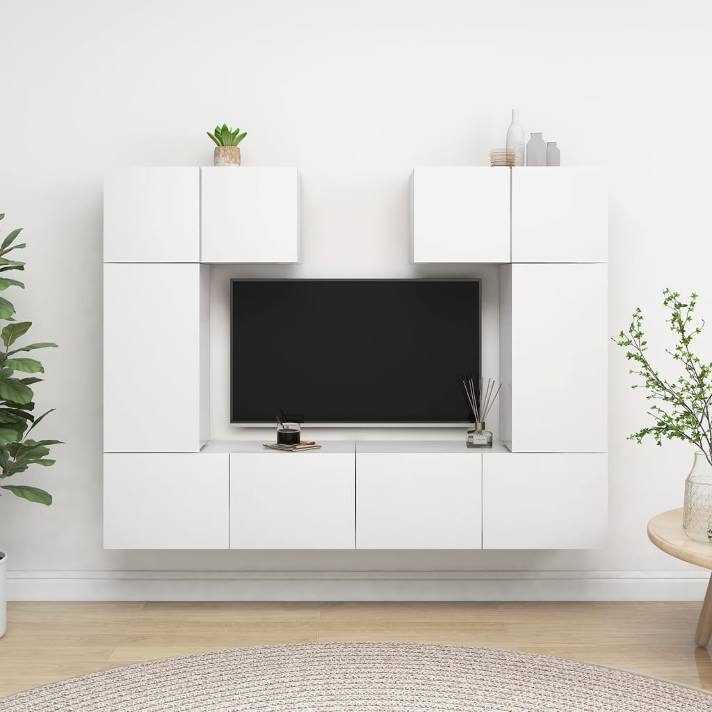vida XL 6-tlg. TV-Schrank-Set Weiß Holzwerkstoff
