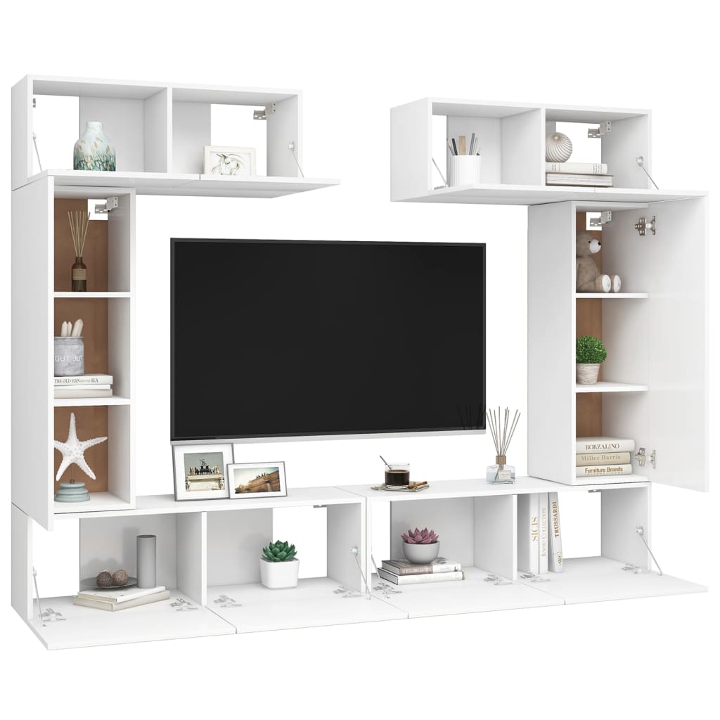 

vidaXL 6-delige Tv-meubelset spaanplaat wit