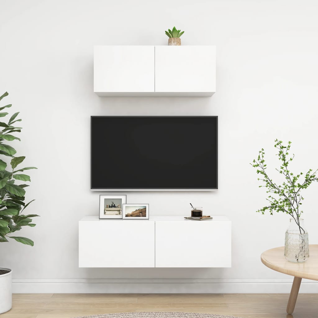 2-delige Tv-meubelset spaanplaat wit