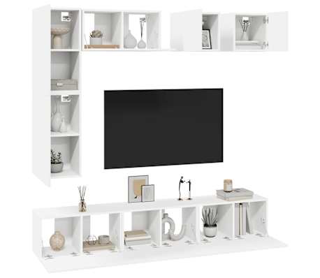 vidaXL Ensemble de meubles TV 8 pcs Blanc Bois d'ing&eacute;nierie