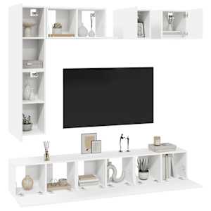 vidaXL Ensemble de meubles TV 8 pcs Blanc Bois d'ing&eacute;nierie