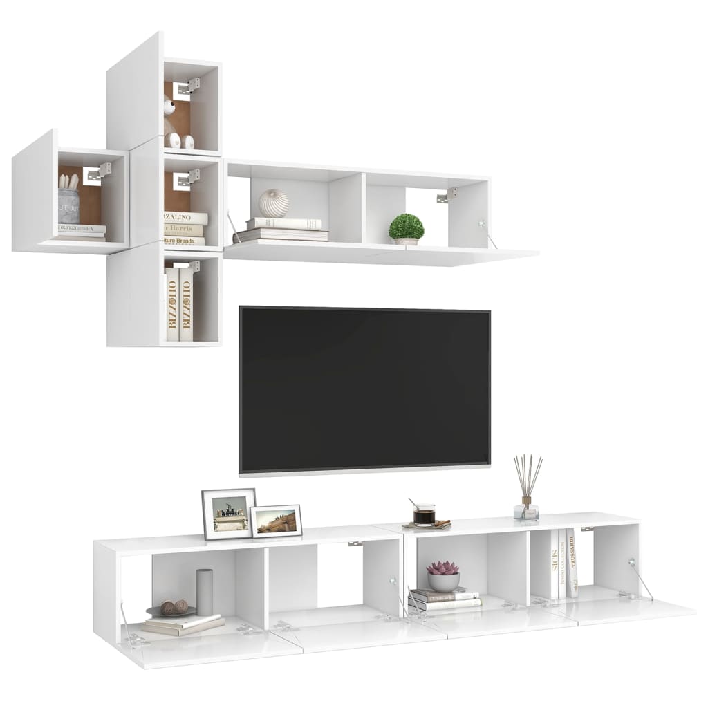 

vidaXL 7-delige Tv-meubelset spaanplaat wit