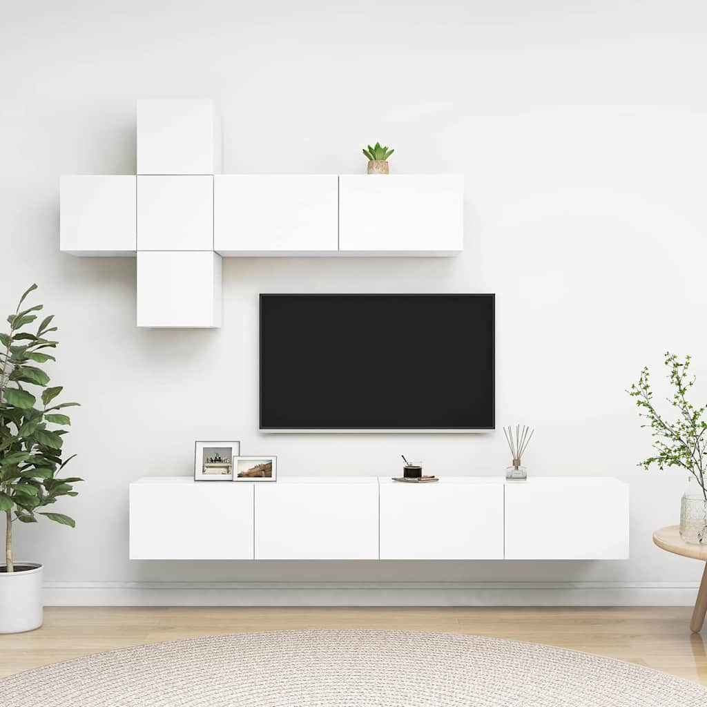 vidaXL 7-cz. zestaw szafek TV, bia�y, materia� drewnopochodny