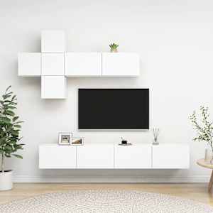 Komplet TV omaric 7-delni bela iverna plošča