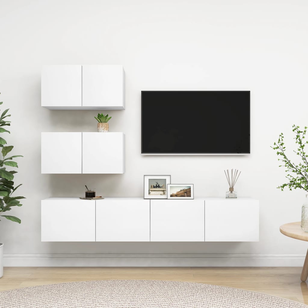 4-tlg. TV-Schrank-Set Weiß Holzwerkstoff kaufen