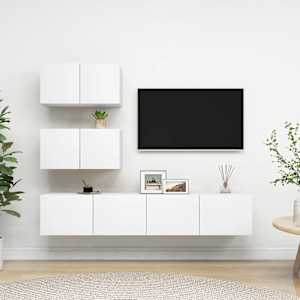 4dílný set TV skříněk bílý kompozitní dřevo - obrázek 1
