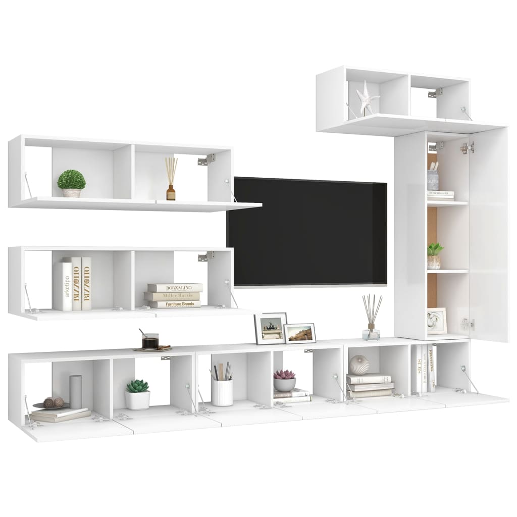 

vidaXL 7-delige Tv-meubelset spaanplaat wit