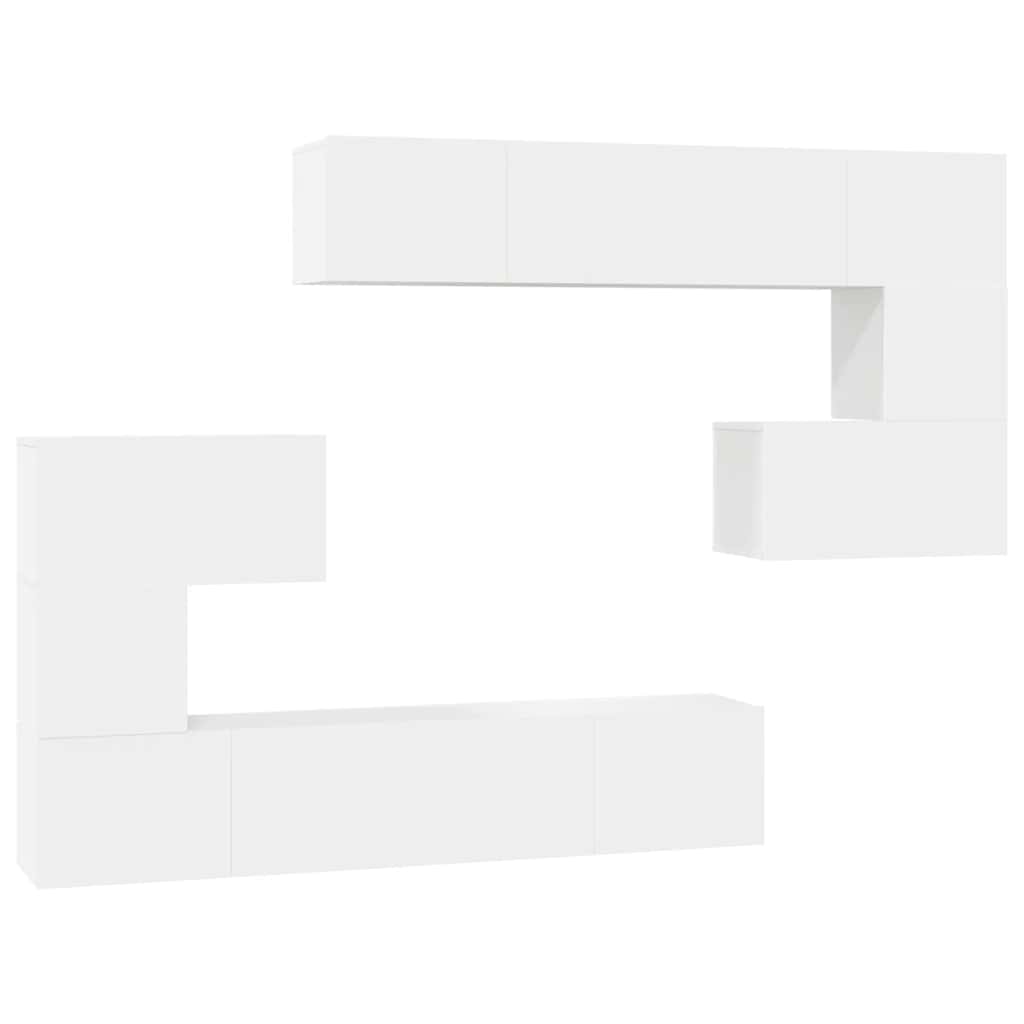 VidaXL 8dílný set TV skříněk bílý kompozitní dřevo