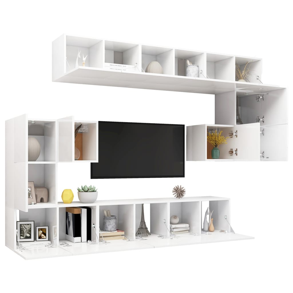 

vidaXL 10-delige Tv-meubelset spaanplaat wit