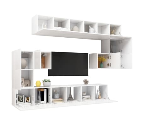 vidaXL 10 Piece TV Cabinet Set White Engineered Wood