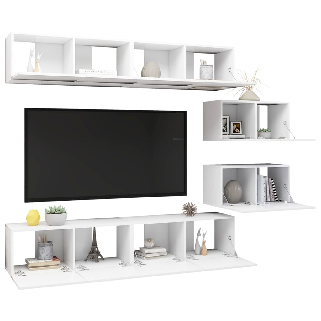 

vidaXL 6-delige Tv-meubelset spaanplaat wit