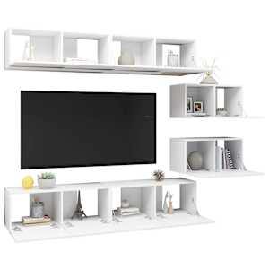 6dílný set TV skříněk bílý kompozitní dřevo - obrázek 3
