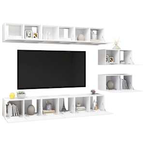 vidaXL TV Cabinets 8 pcs White Engineered Wood