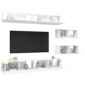 6dílný set TV skříněk bílý kompozitní dřevo - obrázek 3