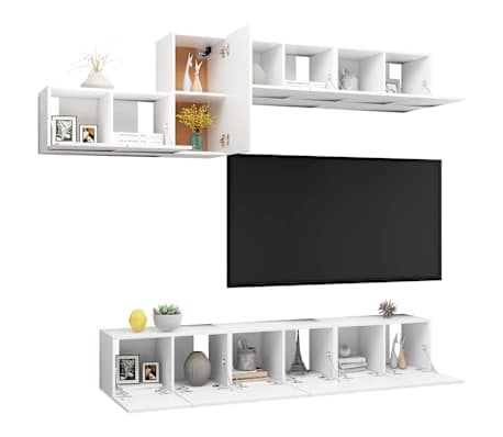 vidaXL 7-osaline telerikappide komplekt, valge, tehispuit