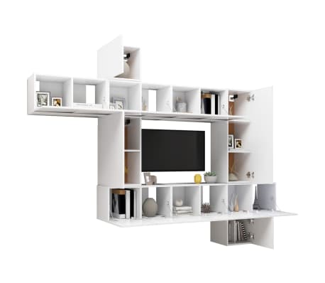 vidaXL Set dulapuri TV, 10 piese, alb, lemn prelucrat