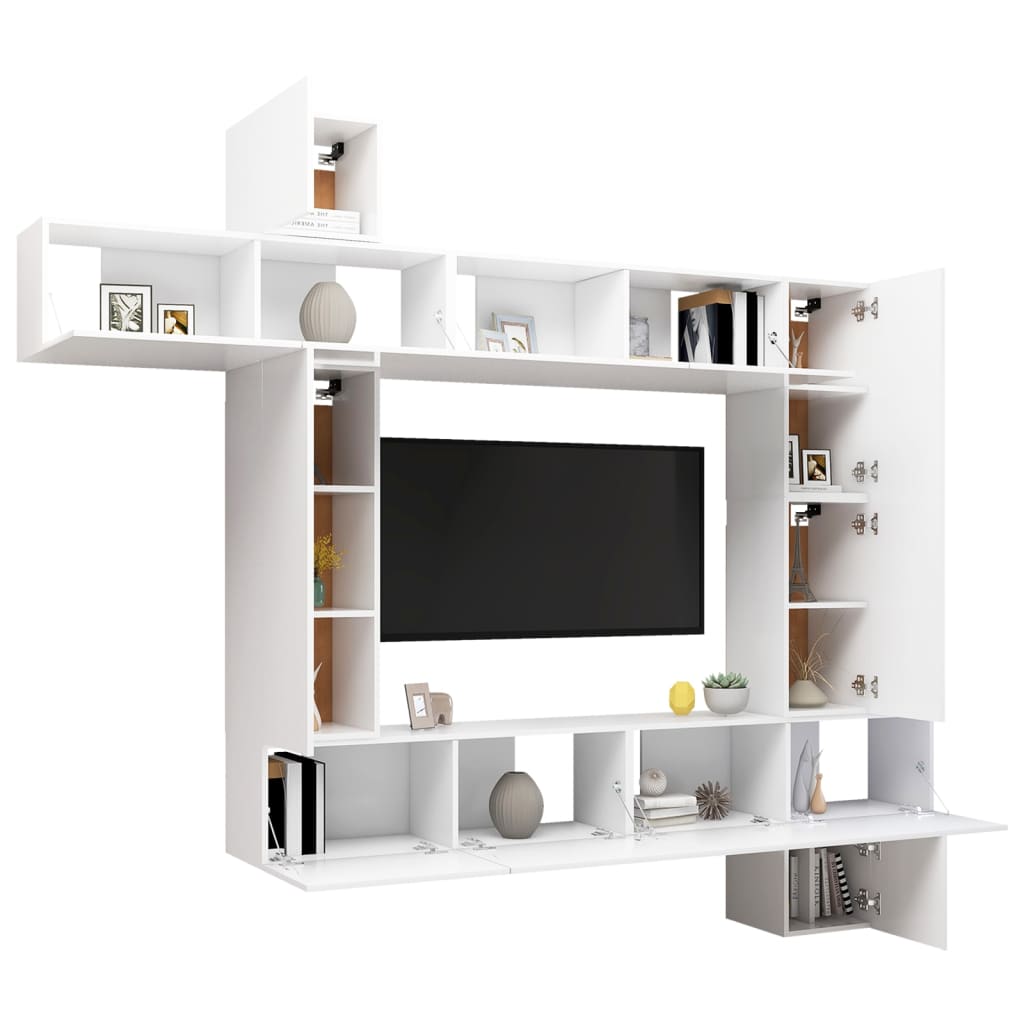 Thumbnail - vidaXL 9-tlg. TV-Schrank-Set Weiß Holzwerkstoff