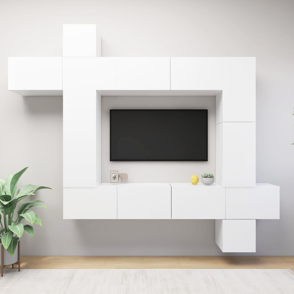 Thumbnail - vidaXL 9-tlg. TV-Schrank-Set Weiß Holzwerkstoff