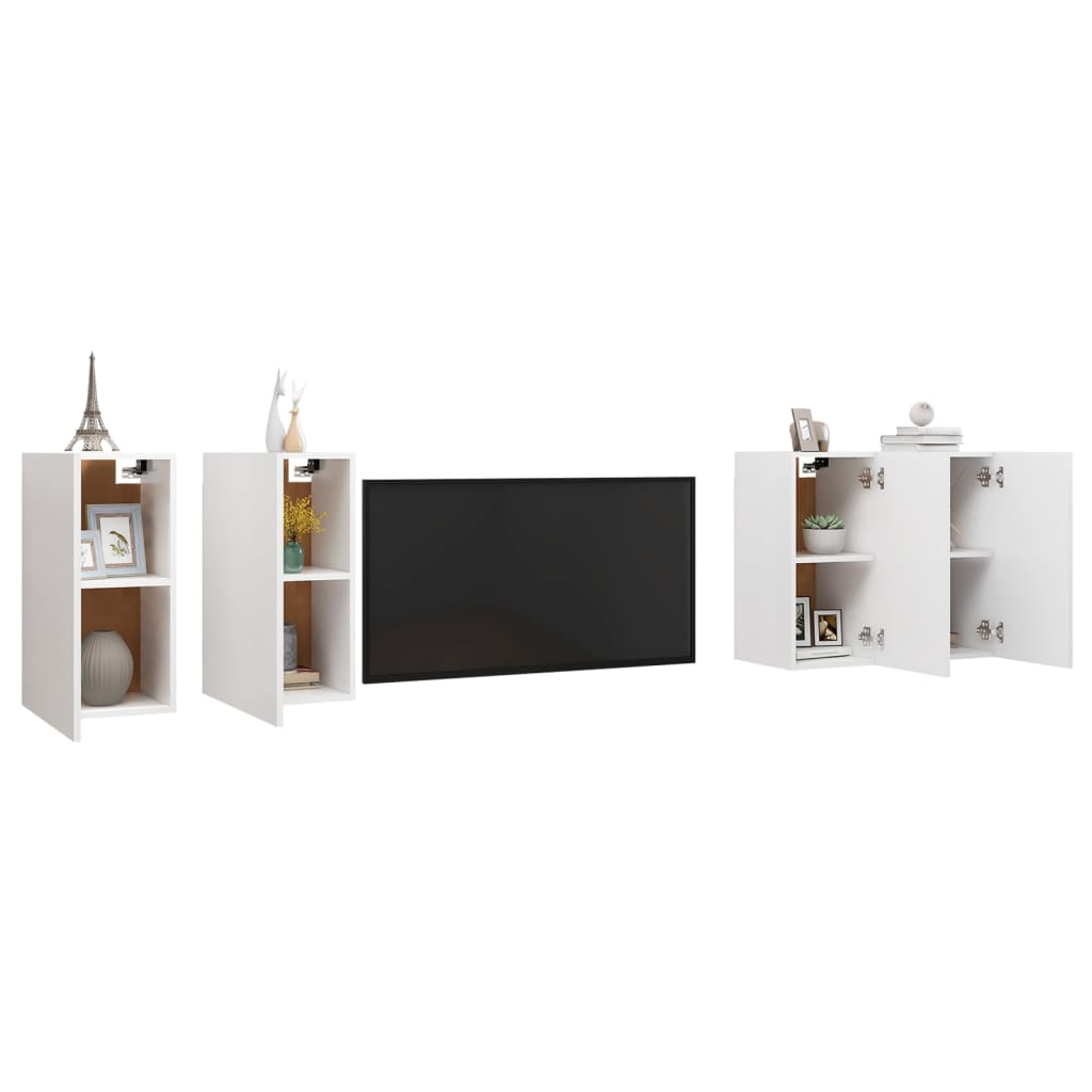 4 db fehér forgácslap TV-szekrény 30,5 x 30 x 60 cm 