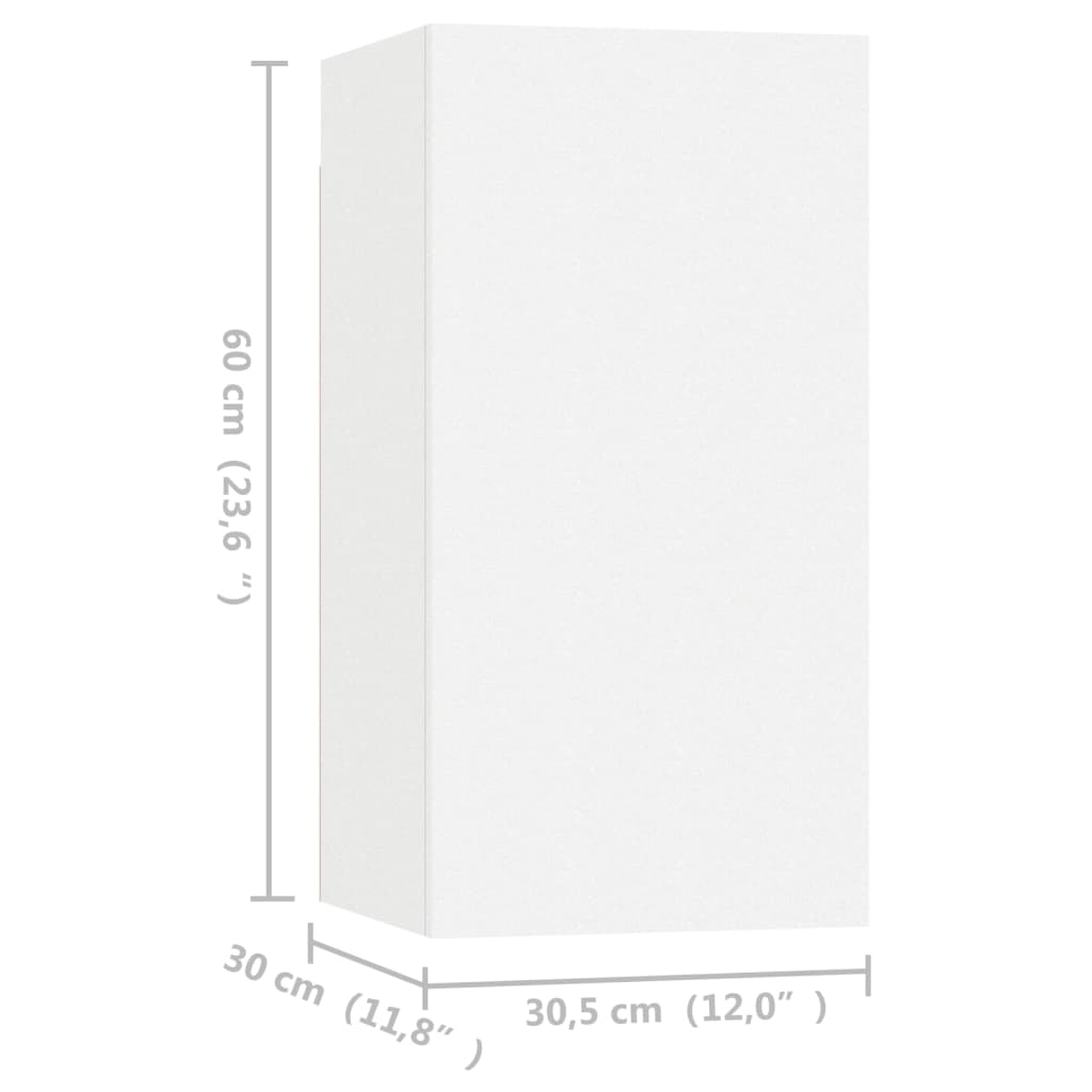 4 db fehér forgácslap TV-szekrény 30,5 x 30 x 60 cm 