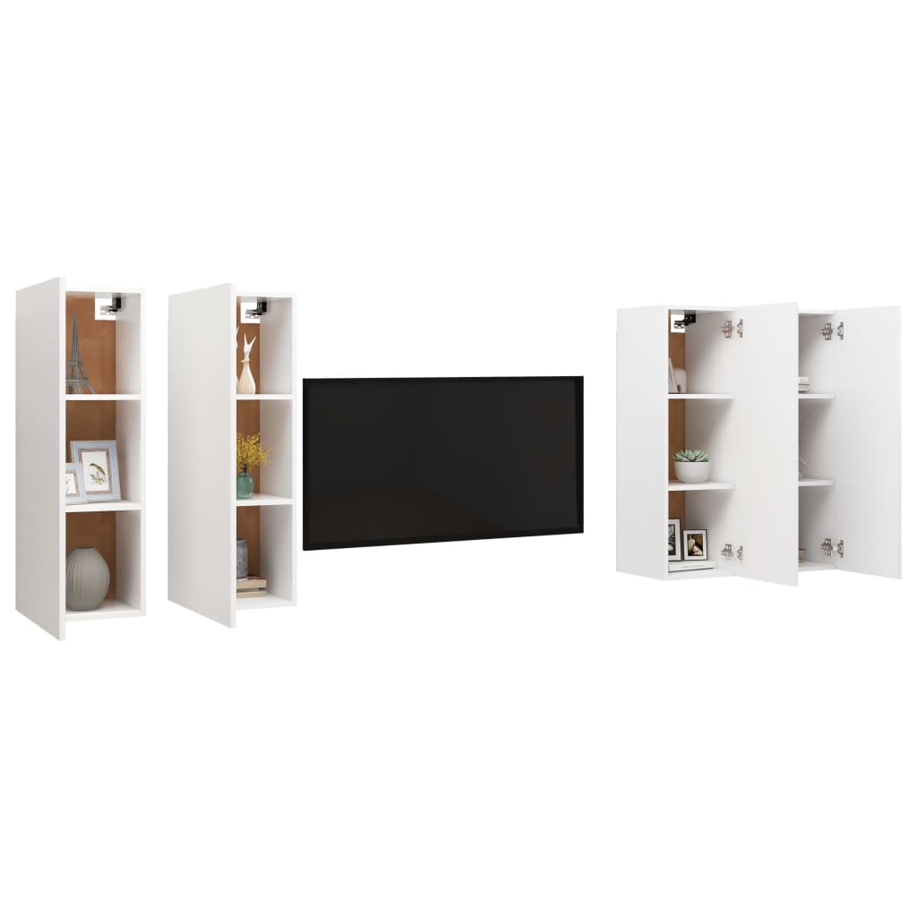 vidaXL TV Cabinets 4 pcs White 12"x11.8"x35.4" Chipboard