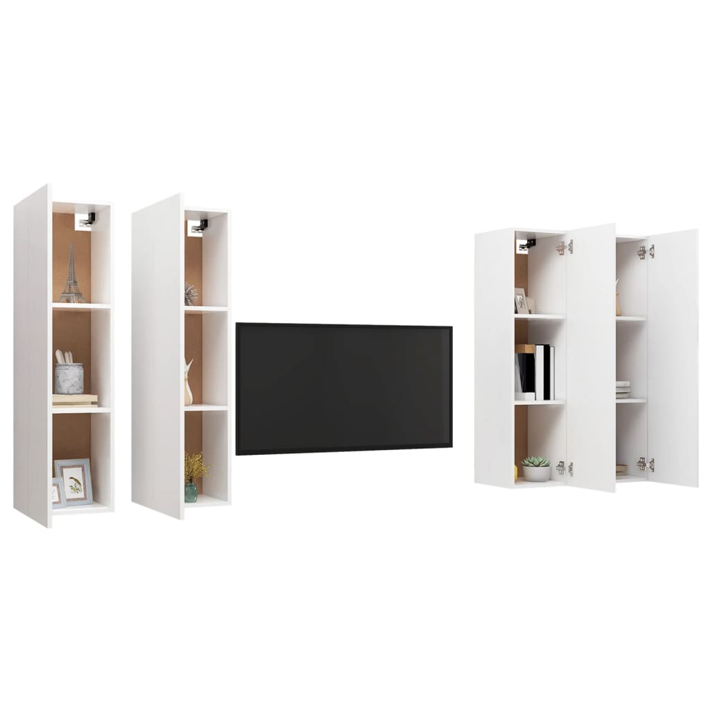 

vidaXL Tv-meubelen 4 st 30,5x30x110 cm spaanplaat wit