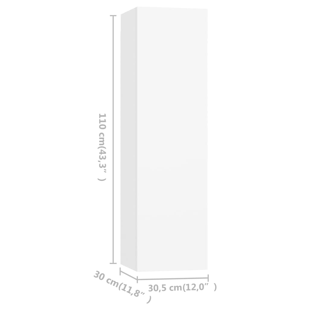 4 db fehér forgácslap TV-szekrény 30,5 x 30 x 110 cm