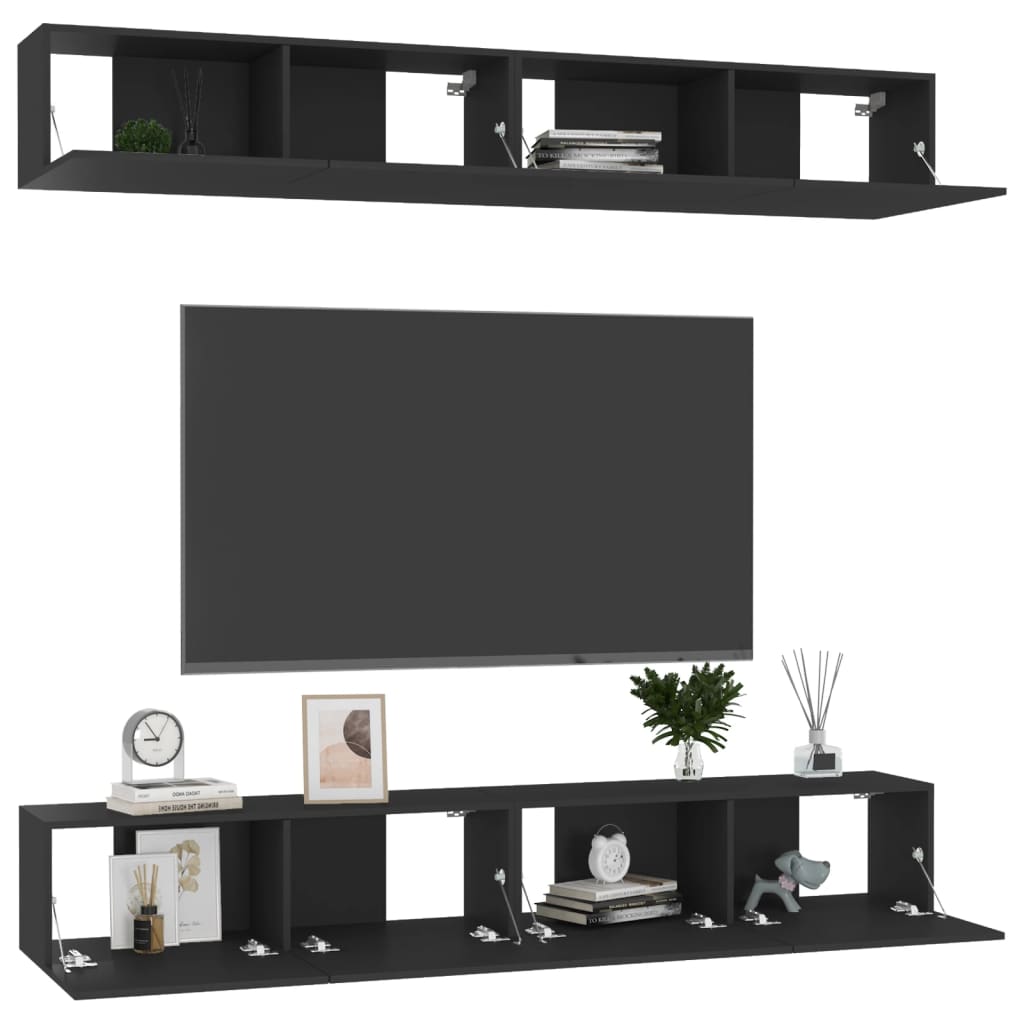 

vidaXL Tv-meubelen 4 st 100x30x30 cm spaanplaat zwart