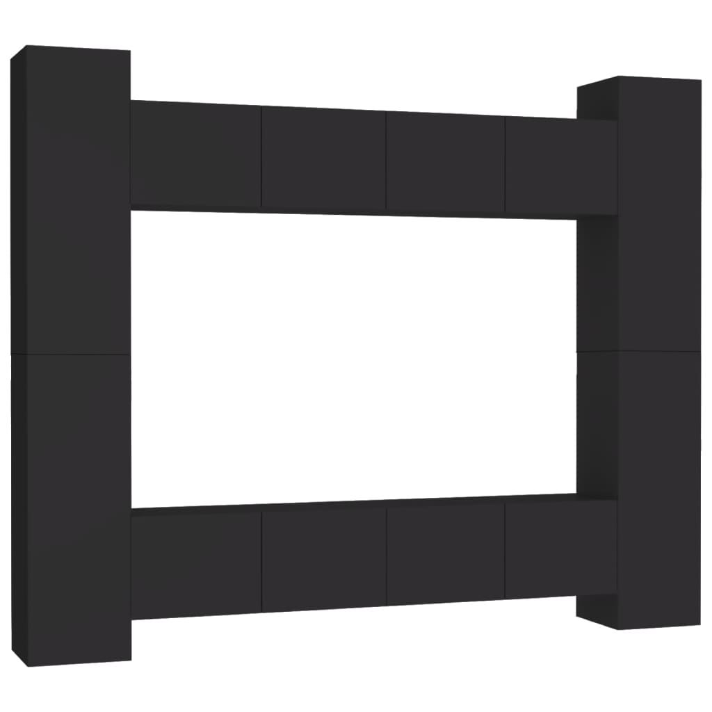 

vidaXL 8 Piece TV Cabinet Set Black Chipboard