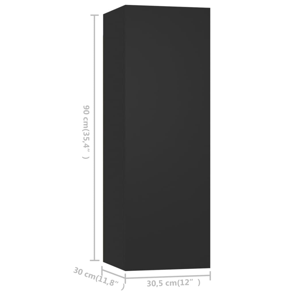 Zestaw szafek telewizyjnych (L/M), czarny, 80x30x30 cm / 30,5x30x90 cm