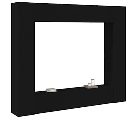 vidaXL Televizoriaus spintelių komplektas, 8 dalių, juodas, mediena