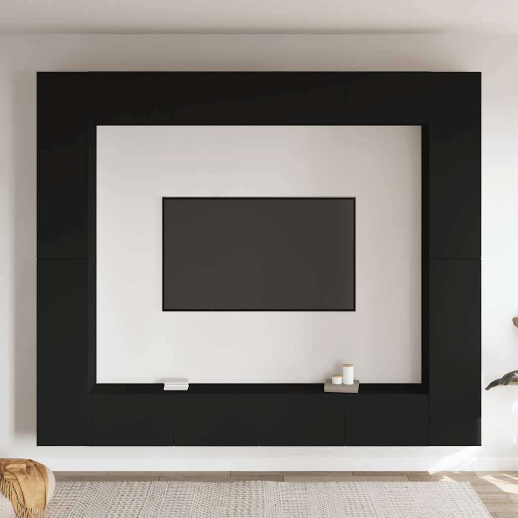 Ensemble de meubles TV 8 pcs Noir Aggloméré