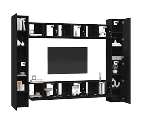 vidaXL Set dulapuri TV, 10 piese, negru, lemn prelucrat