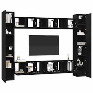 vidaXL Set dulapuri TV, 10 piese, negru, lemn prelucrat