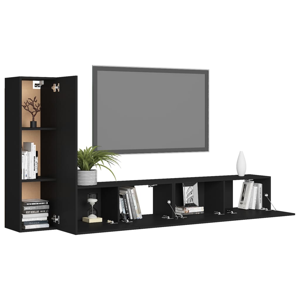 

vidaXL 3-delige Tv-meubelset spaanplaat zwart