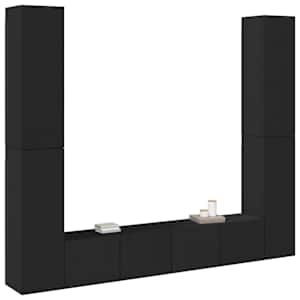 vidaXL Televizoriaus spintelių komplektas, 6 dalių, juodas, mediena