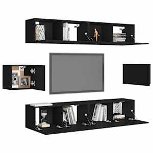 vidaXL Ensemble de meuble TV 6 pcs Noir Bois d'ing&eacute;nierie