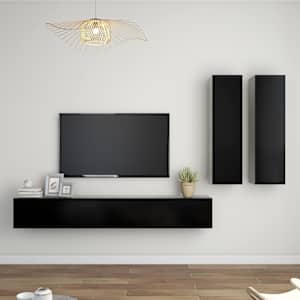 4dílný set TV skříněk černý dřevotříska - obrázek 1
