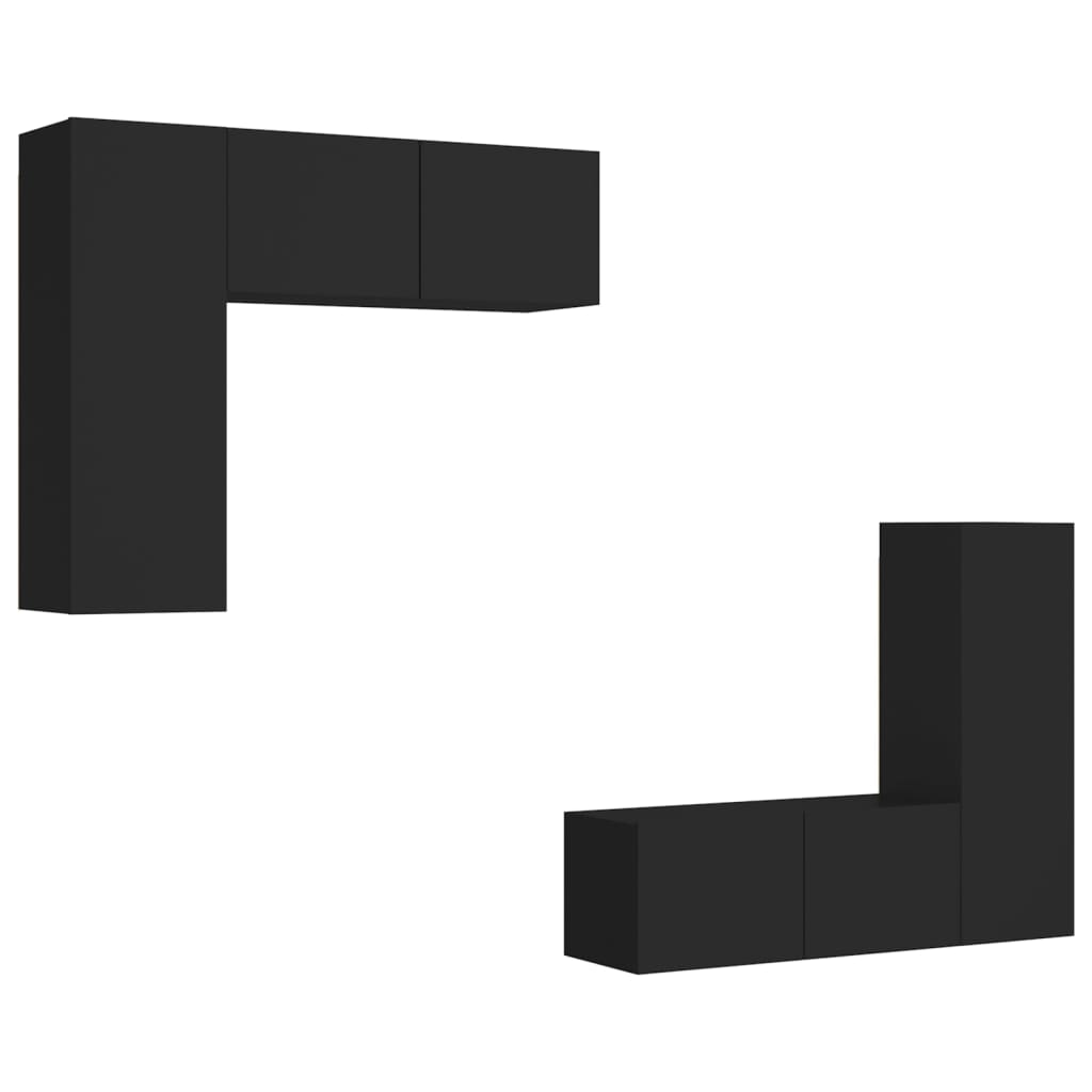 

vidaXL 4 Piece TV Cabinet Set Black Chipboard