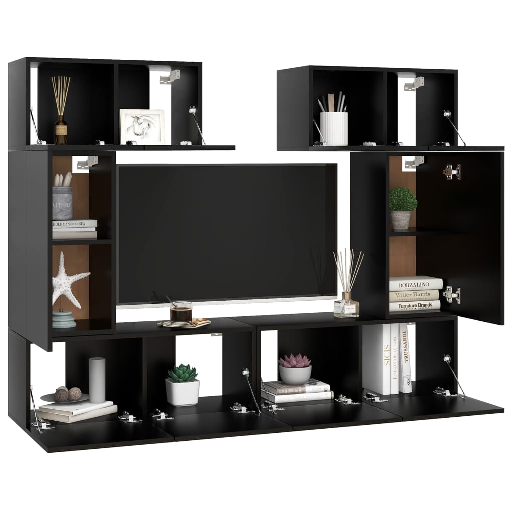 

vidaXL 6-delige Tv-meubelset spaanplaat zwart