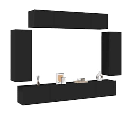 vidaXL 6-tlg. TV-Schrank-Set Schwarz Holzwerkstoff