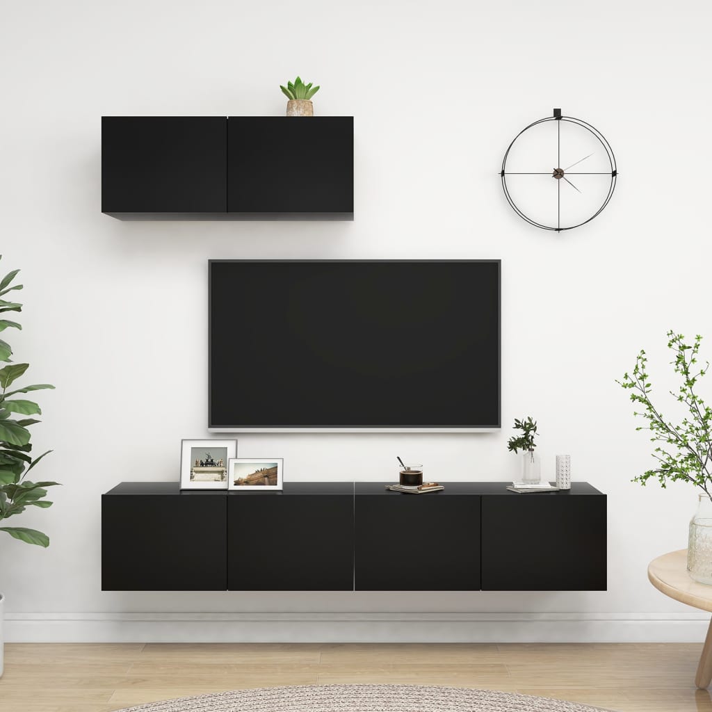 Tv-meubelen 3 st spaanplaat zwart