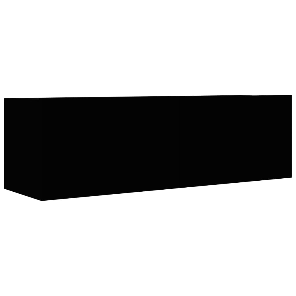 2-delige Tv-meubelset spaanplaat zwart