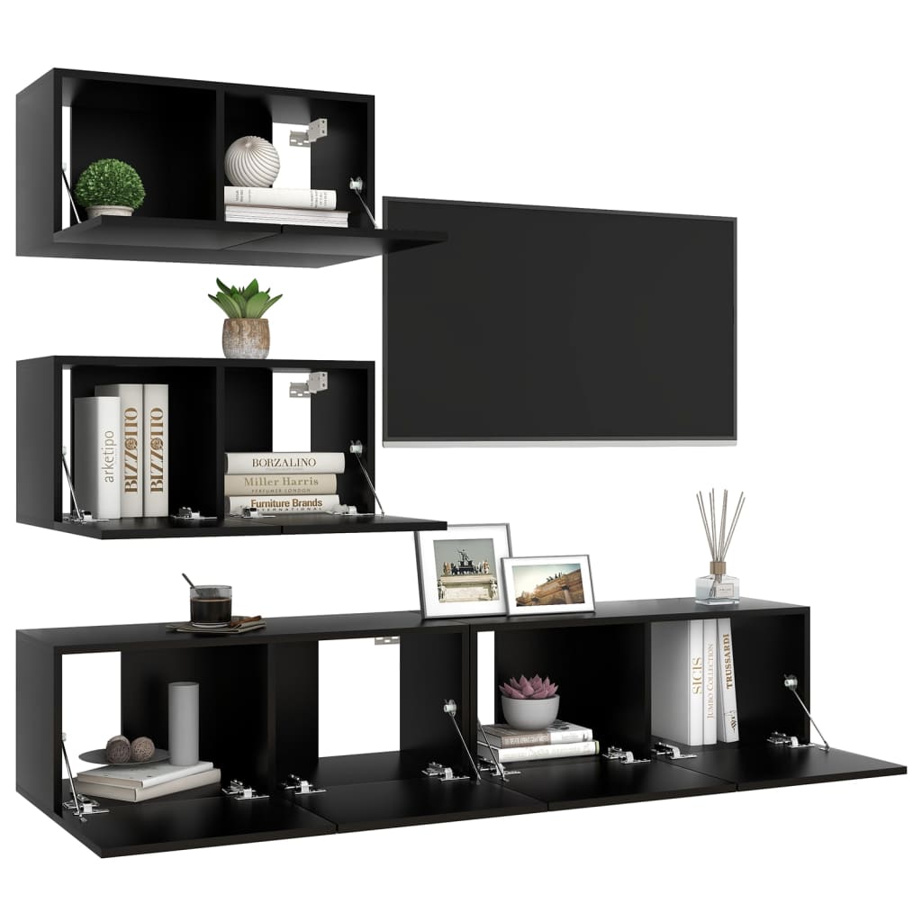 TANZEM Juego de Mueble para TV de 4 Piezas, Muebles De Salon Comedor  Modernos, Mueble TV Salon, Salones Modernos Completos, Conjunto TV Salon,  Muebles